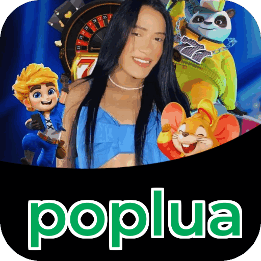 Plataforma poplua mostrando interface moderna, jogos certificados e recursos de segurança licenciados